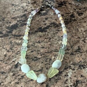 Handmade Aquamarine, Fluorite, Agate Crystal Necklace